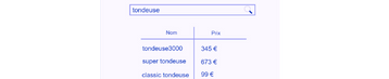 vue utilisateur des informations récupérées de la base de données