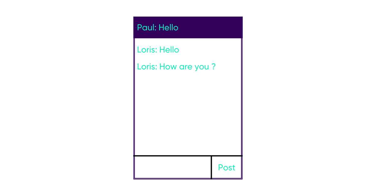 affichage des messages chat "hello"/"how are you" sur le navigateur