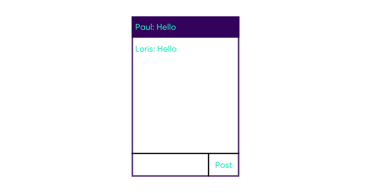 affichage du message chat "hello" sur le navigateur